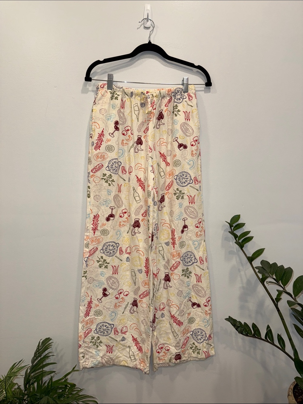 Sincerely Jules Cream Wide-Leg Lounge Pants with Multi-Color Print